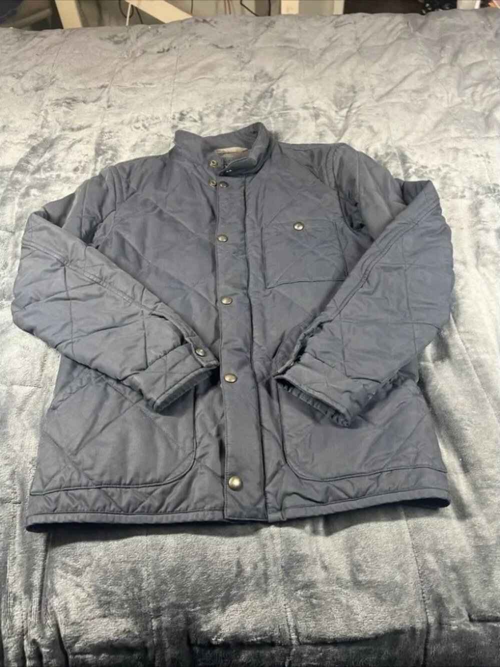 J Crew black Quilt Style Bomber Jacket Outer Wear Zip‎ Button Men's Size S